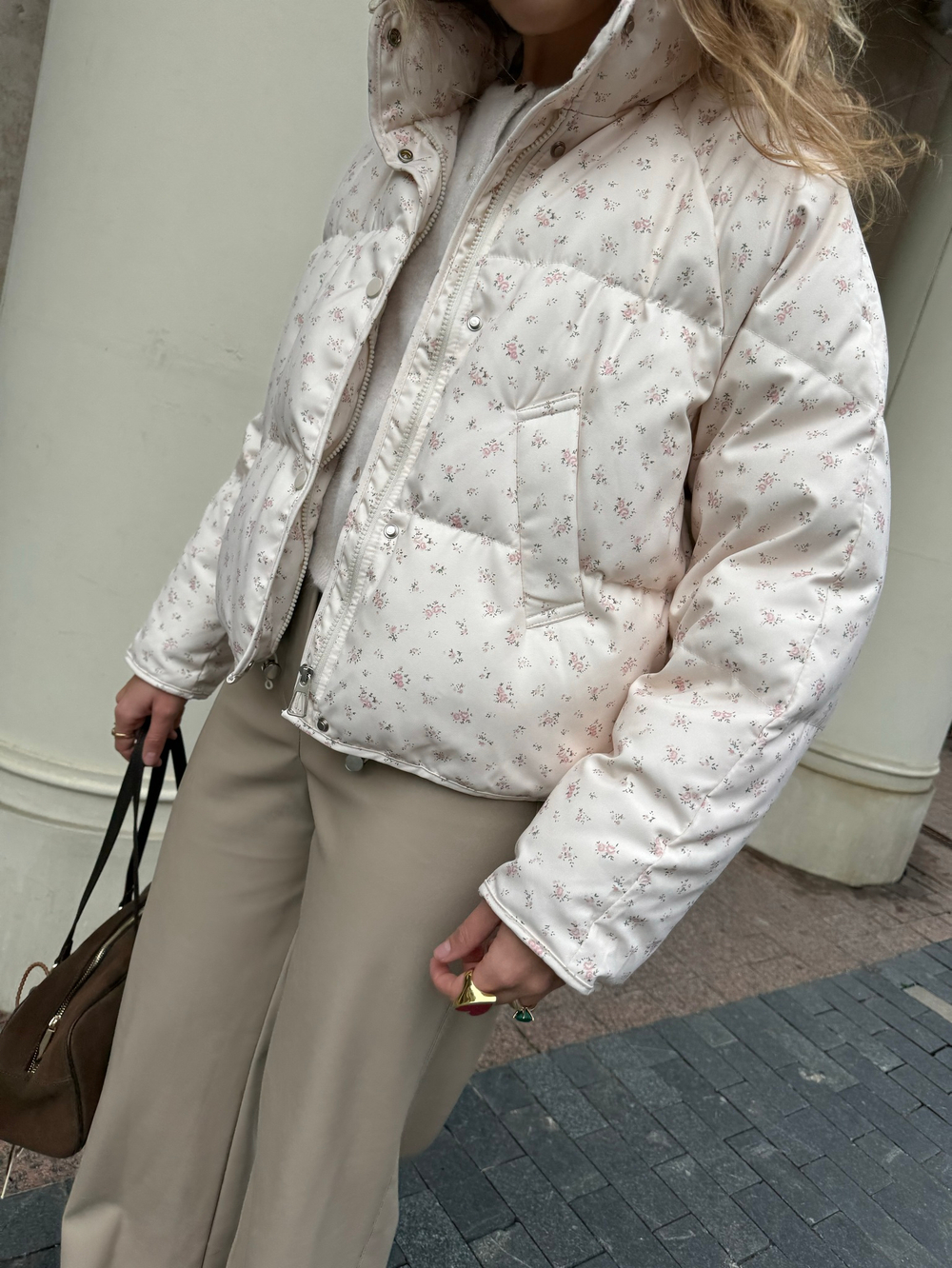 Пуховик Floral розовый