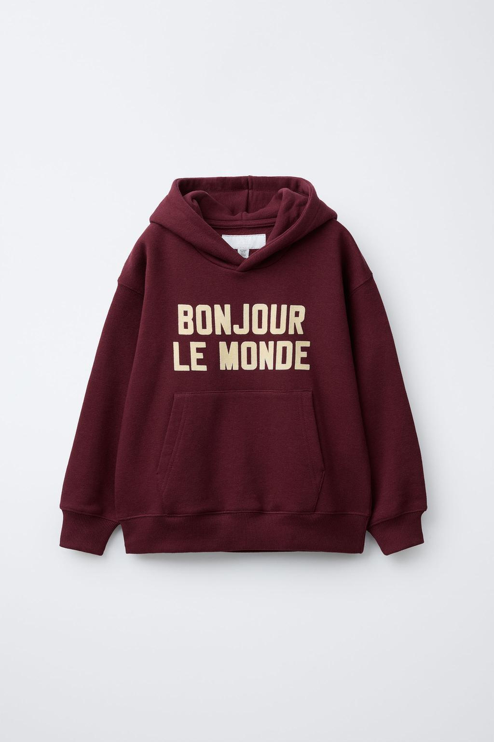 ZARA ХУДИ С РЕЛЬЕФНОЙ НАДПИСЬЮ, БУРГУНДИ