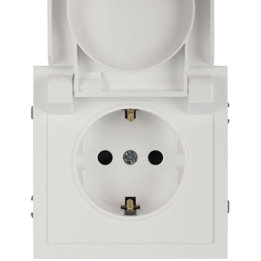 Розетка ЭРА Galaxy 15-2103-01 c заземлением 2P+E Schuko со шторками с крышкой 16А-250В IP20 белый