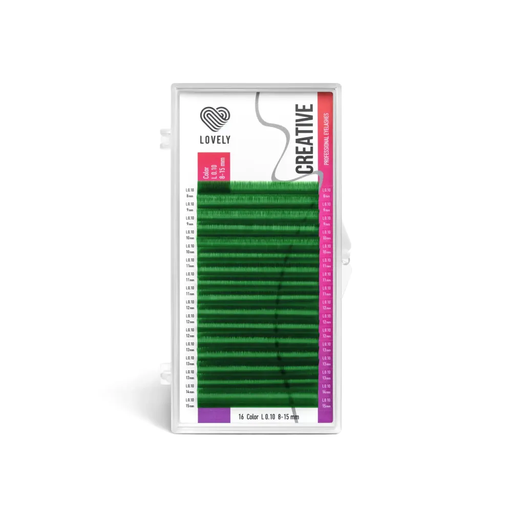 Ресницы цветные LOVELY Green MIX 16 линий