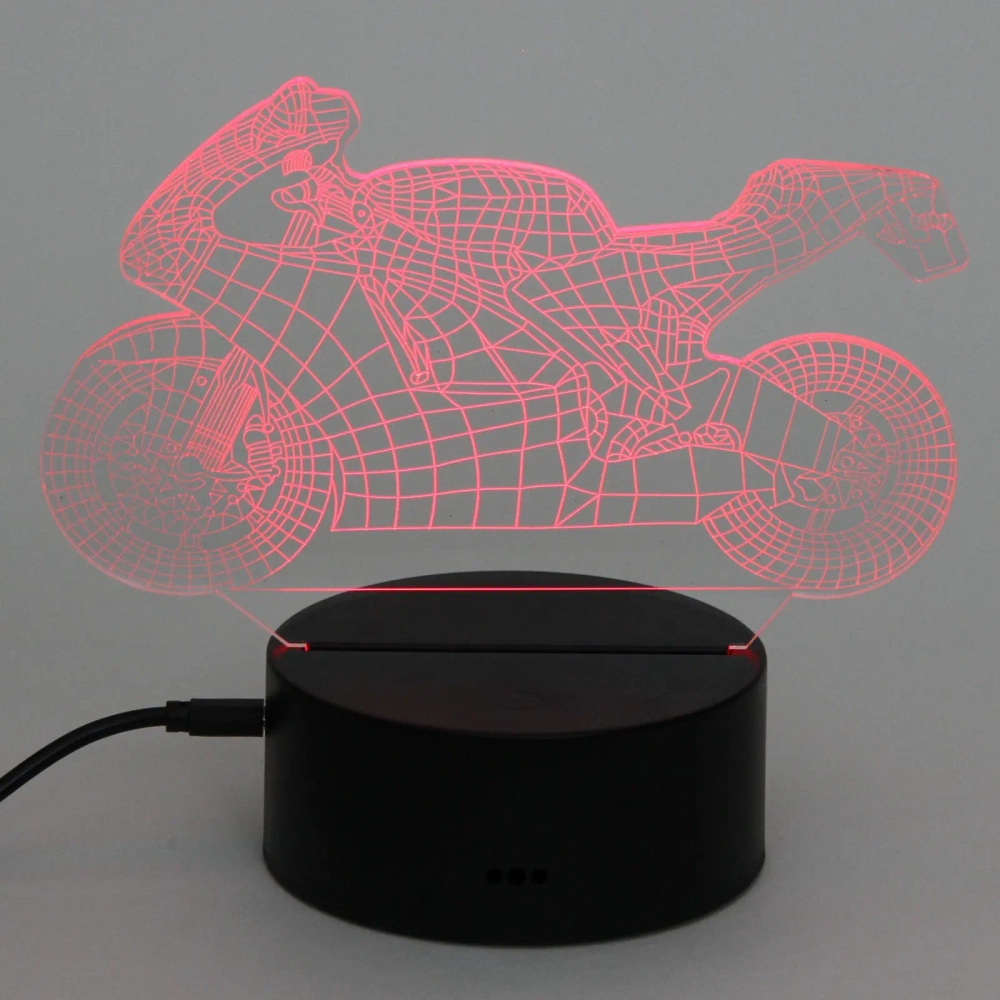 Светильник ночник «3D-Мотоцикл» на пластиковой подставке, с включателем USB