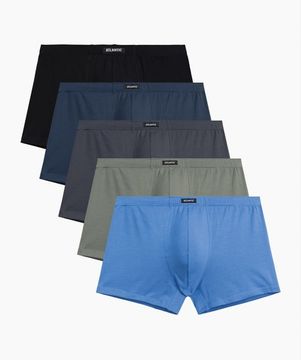 Трусы мужские боксеры (5шт), Atlantic 5SMH-002, хлопок, светло-голубой + графитовый + черный + светлый хаки + индиго