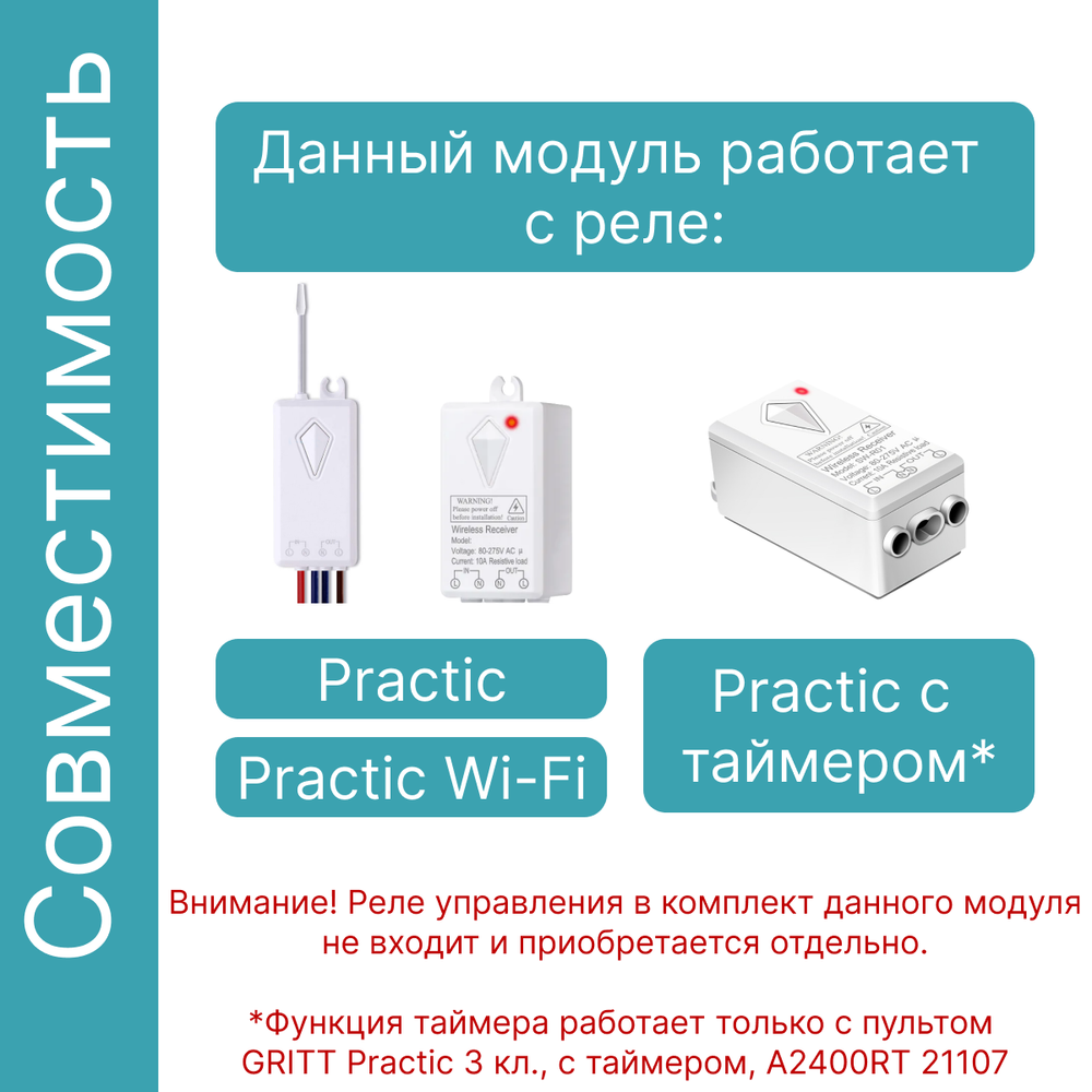 Радиомодуль в подрозетник GRITT Practic, A240001T