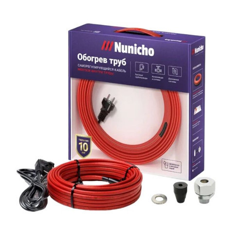 Саморегулирующийся кабель Nunicho в трубу 1м (кабель+сальник)