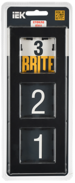 BRITE Рамка 3-местная РУ-3-2-Бр стекло черный матовый IEK