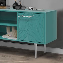 Тумба под ТВ Арт Колор leaves 117см Стайл Сильвер Пастельно-синий