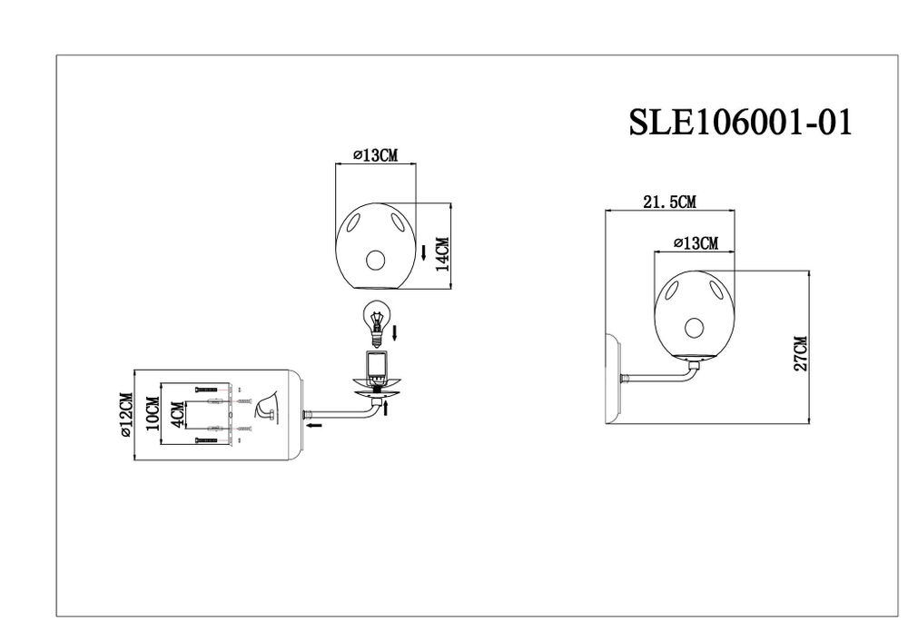 SLE106001-01 Светильник настенный Хром, Черный/Дымчатый E14 1*40W