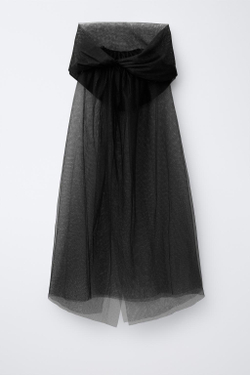 ZARA МАСКАРАДНАЯ НАКИДКА С КАПЮШОНОМ, ЧЕРНЫЙ