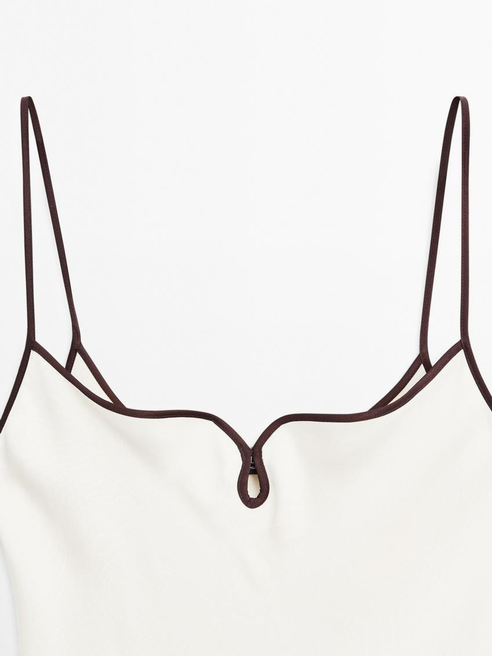 Massimo Dutti Атласное платье миди в бельевом стиле, цвет шампанского