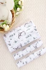 Комплект из муслина пеленка 110Х110 и салфетки 23х23 арт.КТ-М/зайчата Натали (Акция)