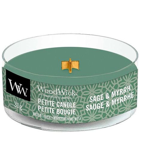 Шалфей и мирт, ароматическая свеча мини, WoodWick