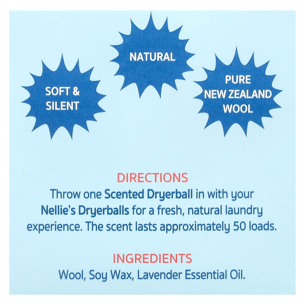 Nellie's, Ароматные шарики для стирки и сушки, лаванда, 1 шарик