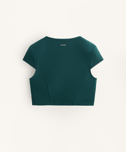 Oysho Топ Compressive с короткими рукавами, цвет морской волны