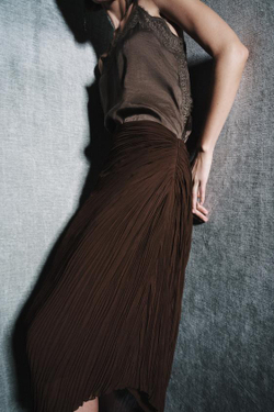 ZARA ЮБКА МИДИ ПЛИССЕ — ZW COLLECTION, КОРИЧНЕВЫЙ