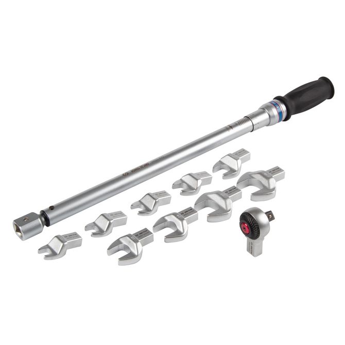 KING TONY (345203D11MR) Динамометрический ключ серии "FIT", 14х18 мм с набором рожковых насадок 13-30 мм, 60-340 Нм, кейс