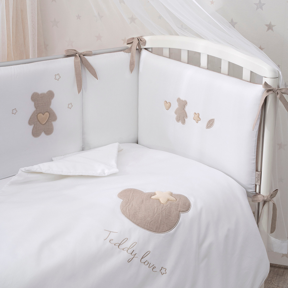 Комплект белья для классической кроватки Teddy Love 6 предметов цвет песочный