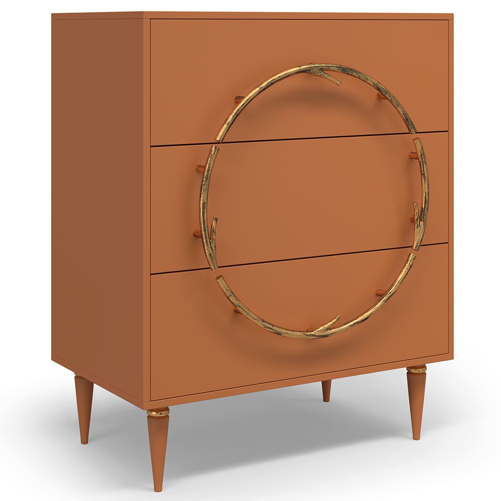 Комод Арт Колор matte Классик Голд с 3 ящиками Томленый оранжевый матовый