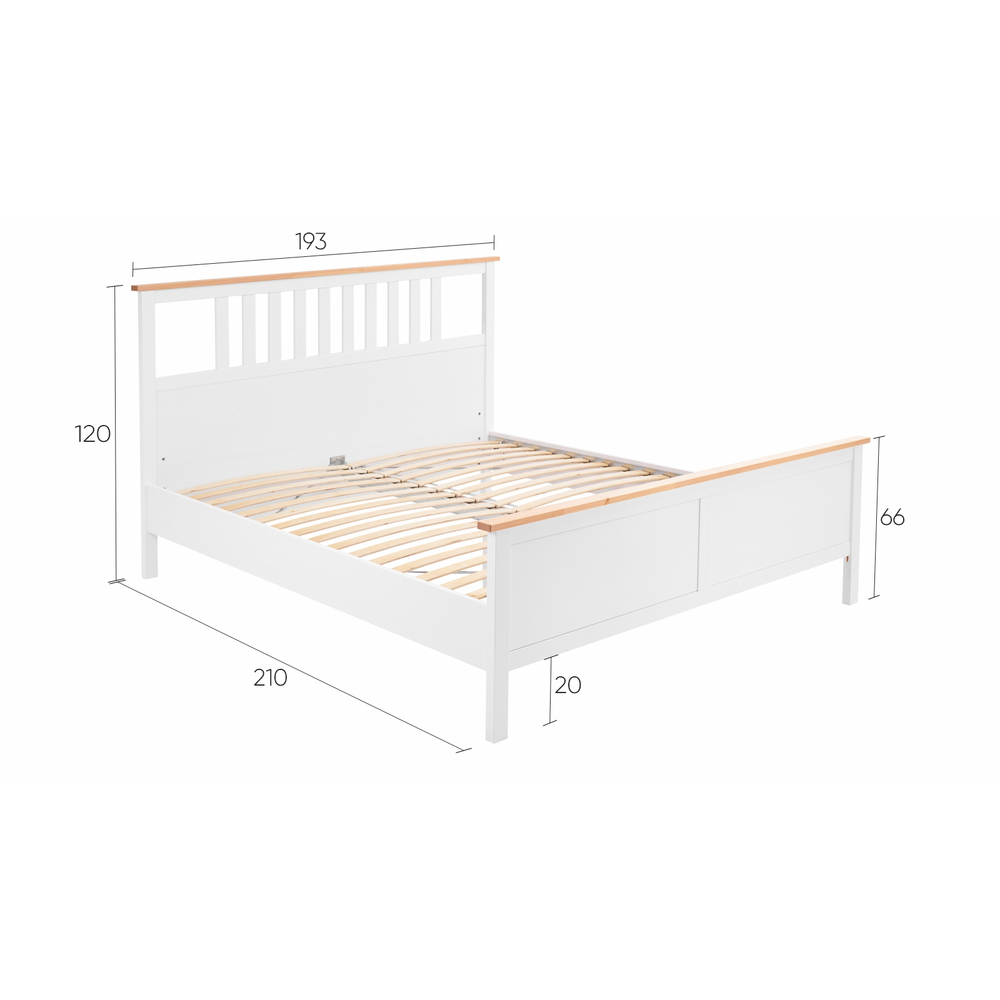 Двуспальная кровать, КЫМОР (HEMNES), 180х200 см, белый/светло-коричневый