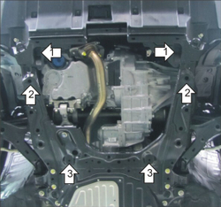 Защита картера Двигателя, КПП. 5 мм, Алюминий. для Honda CR-V IV 2012-2016 MOTODOR.30807
