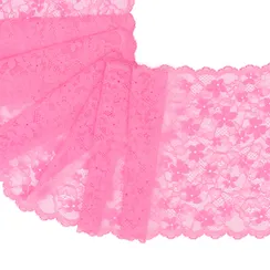 Кружево эластичное розовый неон 21 см, Китай