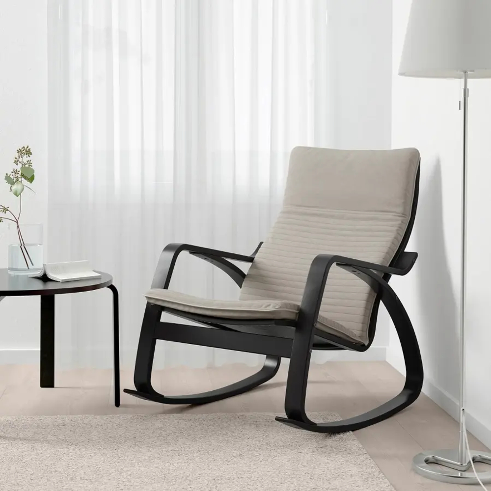 Кресло-качалка - IKEA POÄNG/POANG/ПОЭНГ ИКЕА, 68х94х95 см, серый