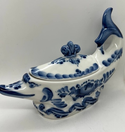 Икорница «Севрюжка» Гжель