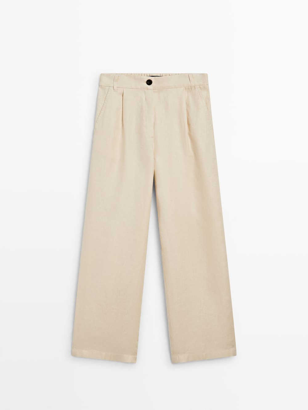 Massimo Dutti Широкие брюки на резинке из 100% льна, песочный