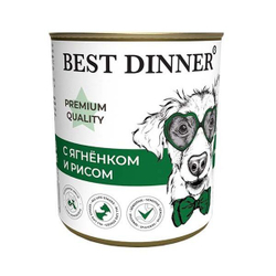 Влажный корм Best Dinner Premium для собак и щенков, Меню №5 с ягненком и рисом, банка 340г