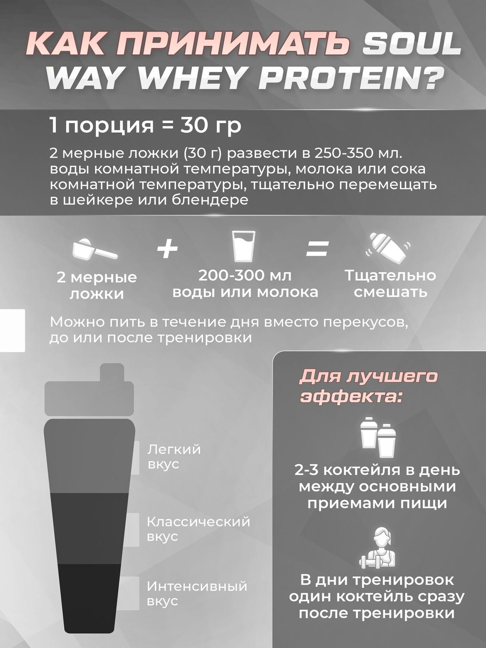 Протеин сывороточный Soul Way со вкусом земляничный йогурт / 900 гр 30 порций