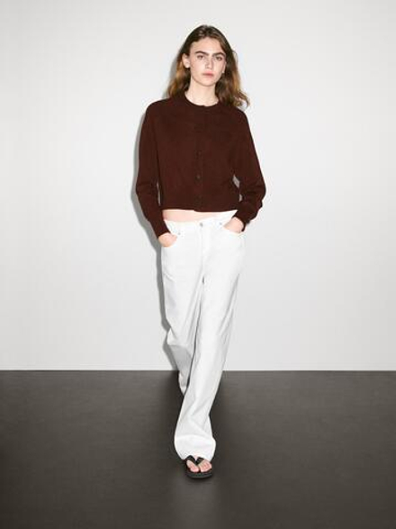 Massimo Dutti Кардиган из 100% кашемира с длинными рукавами, бордо