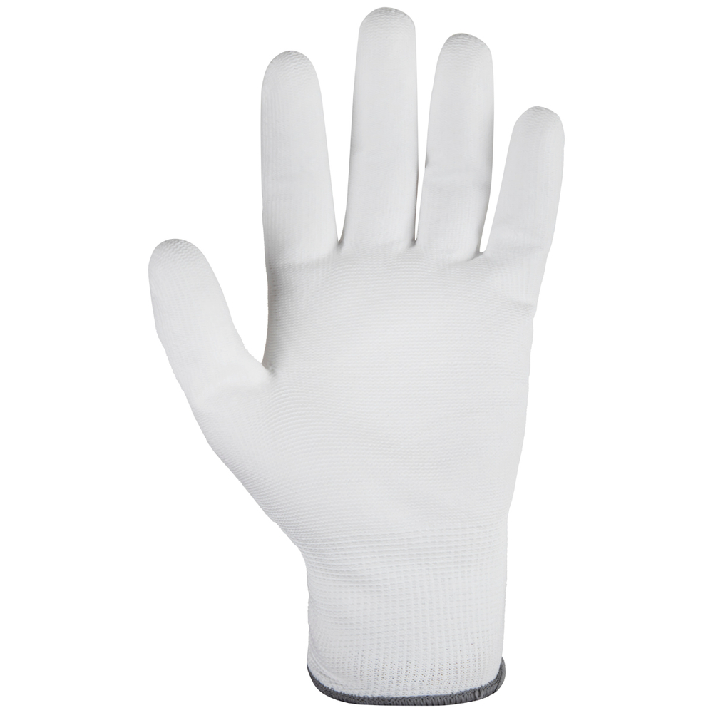 WDK-PU01W/L/5, 5 пар, размер L, Перчатки БЕЛЫЕ защитные эластичные из нейлона с полиуретановым покрытием