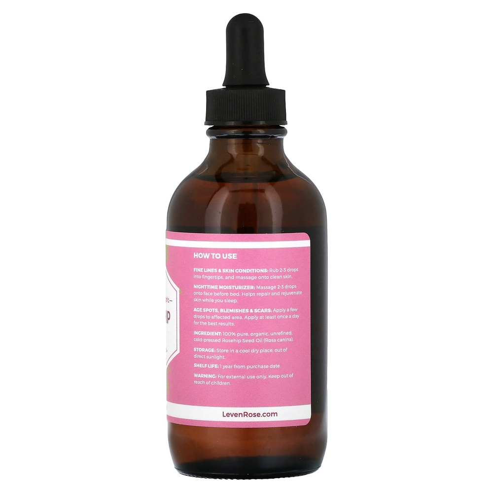 Leven Rose, 100% чистое и органическое масло шиповника, 118 мл (4 жидк. унц.)