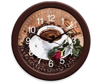 Часы настенные Energy EC-101 Кофе 27,5*3,8см(круглые)плавный ход,пластик, АА*1шт нет в компл