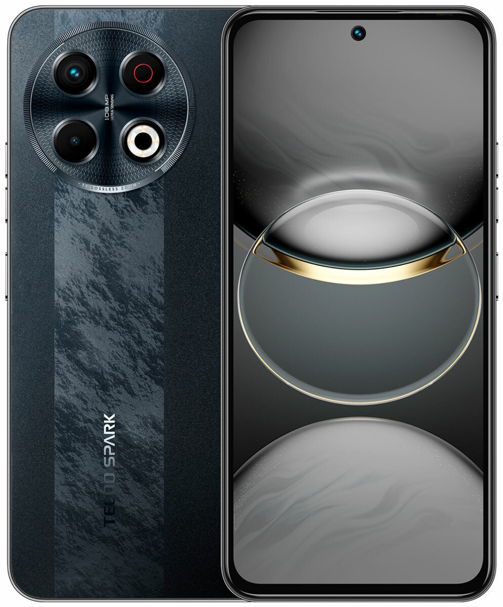 Смартфон TECNO SPARK 30 Pro 8/128ГБ (Ростест), Dual nano SIM, Obsidian Edge