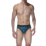 Синие блестящие мужские трусы-стринги (Размер: XL) (Цвет: синий)