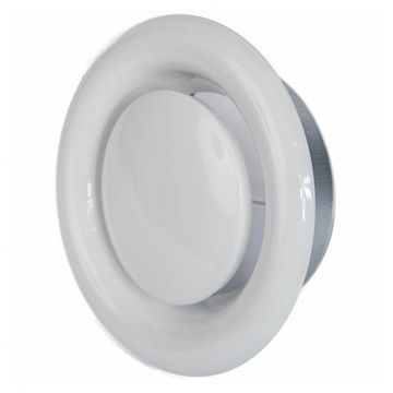 Диффузор (анемостат) вытяжной DEC DVS 160 (Нидерланды), металлический, круглый, белый, для гибких и жестких воздуховодов