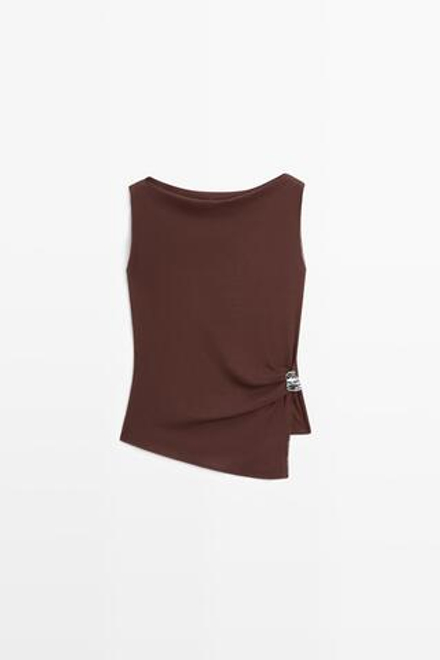 Massimo Dutti Топ из 100% хлопка, баклажанный