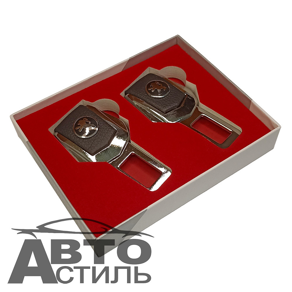 Заглушка ремня безопасности "ПЕЖО" (пара) в коробочке серой