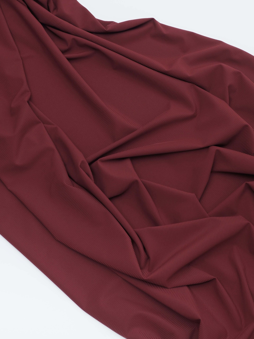 Микрофибра бельевая в рубчик матовая эластичная цвет бордово-кирпичный метражом