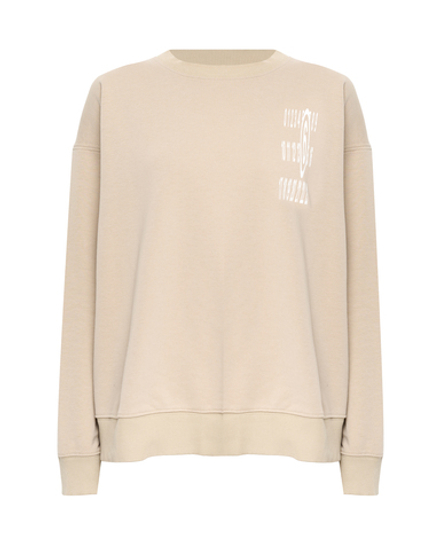 MM6 MAISON MARGIELA СВИТШОТ-ТРАНСФОРМЕР ЖЕНСКИЙ С ЛОГОТИПОМ БРЕНДА БЕЖЕВЫЙ