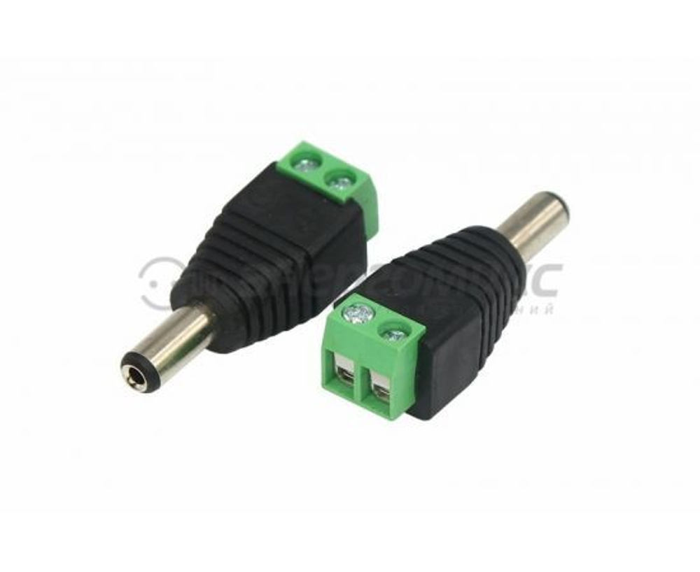 Разъем питания DC 2.1х5.5 с клеммной колодкой штекер (папа) - 10 штук