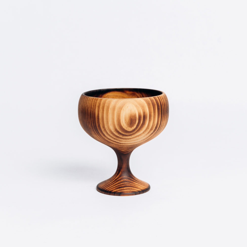 Деревянная Креманка (чаша) на ножке из древесины сибирского кедра. T175