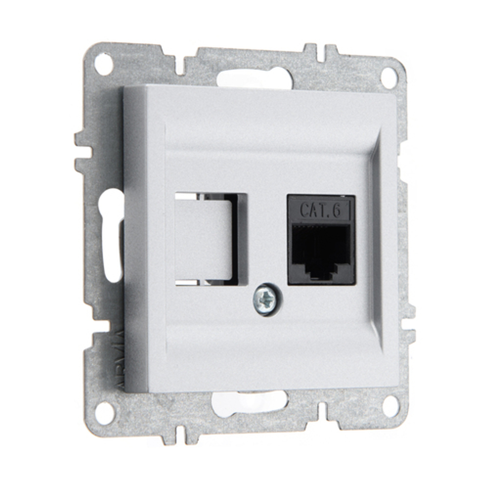 Розетка компьютерная ARVIA Electric, кат. 6, 1 гнездо, металлик 50032000247