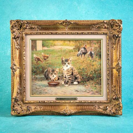 Винтаж: Винтажная картина «Животные на ферме»