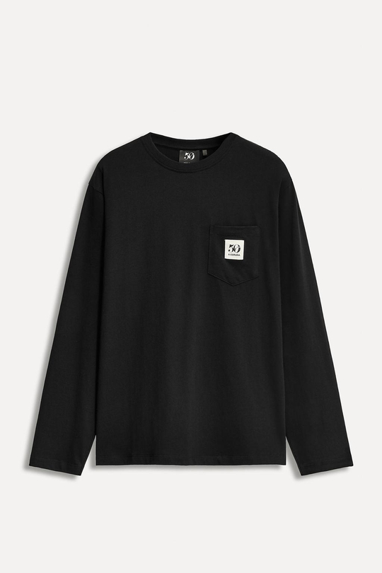 ZARA ФУТБОЛКА С НАШИВКОЙ, КАРМАНОМ И 50TH ANNIVERSARY, ЧЕРНЫЙ