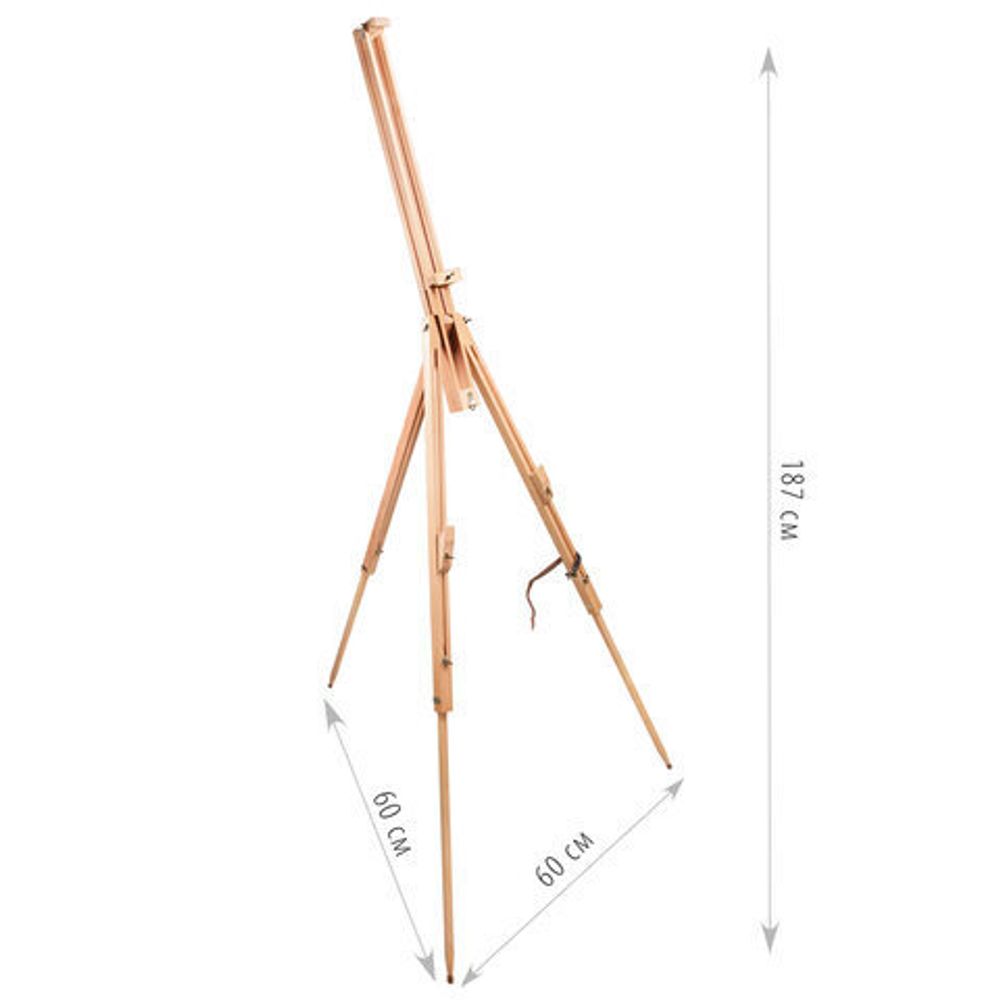 Мольберт полевой BRAUBERG ART CLASSIC, тренога, бук, высота 84 -187 см, высота холста 106см, 190651