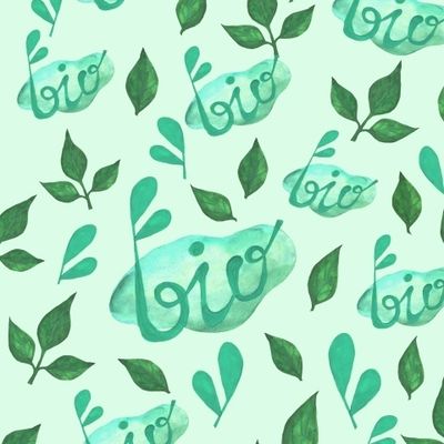 БИО принт с листьями на зеленом фоне