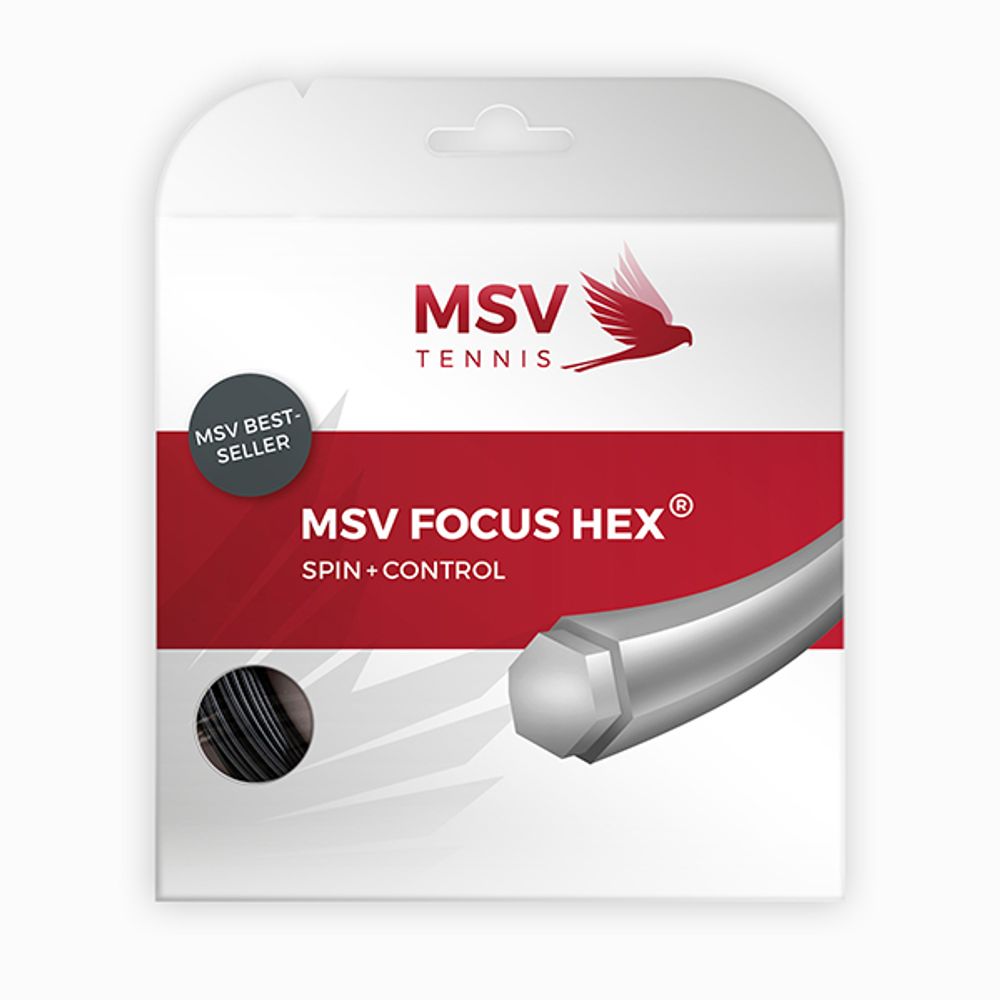 Струны MSV Focus HEX® Tennis String 12m 1,23mm черный комплект 3 шт.