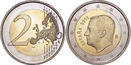 Испания 2 евро, 2015 - 2025 Король Филипп VI XF