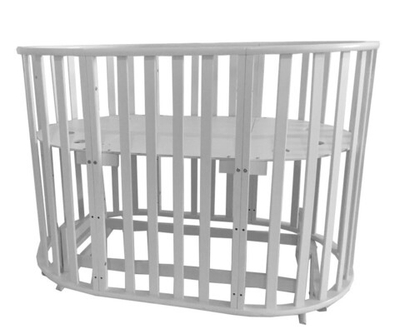 Кроватка-трансформер овальная Briciola 5 в 1 маятник поперечный белая